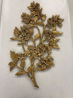 Vintage Syroco #7031 Hollywood Regency Gold Dogwood Wall Décor 33”x18.5”